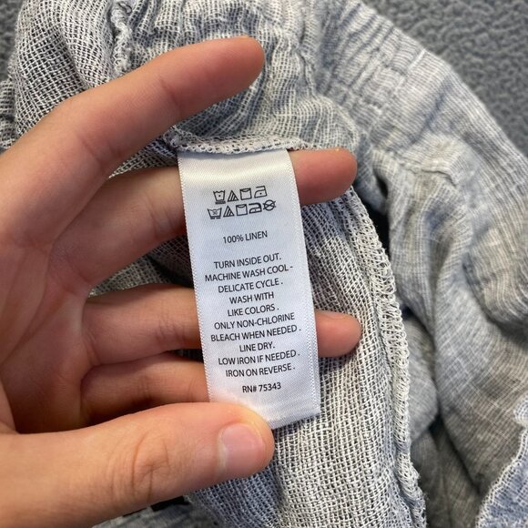 Tahari Size Large Gauzy Pull On Elastic Waist 100% Linen Gray Skirt Pockets - Picture 7 of 9